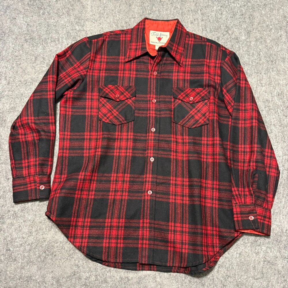 Vintage 70s 80s Field Stream Gordon Ferguson Wool Shacket Mens L Plaid Shirt